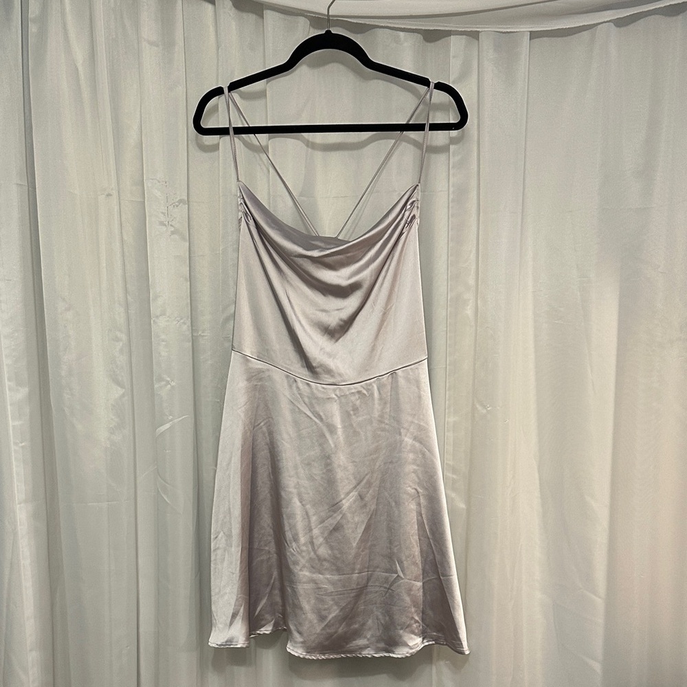 Rewind Satin Lavendar Cowl Neck Dress